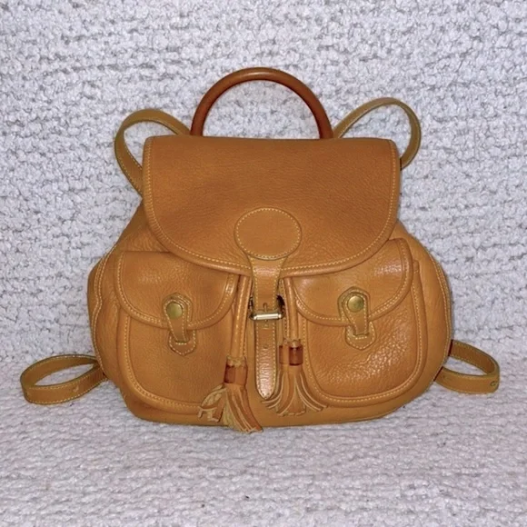 Dooney & Bourke Pebble Leather Vintage Canyon Backpack Bookbag in British tan Vintage Dooney & Bourke Tan Leather Backpack It main image 2
